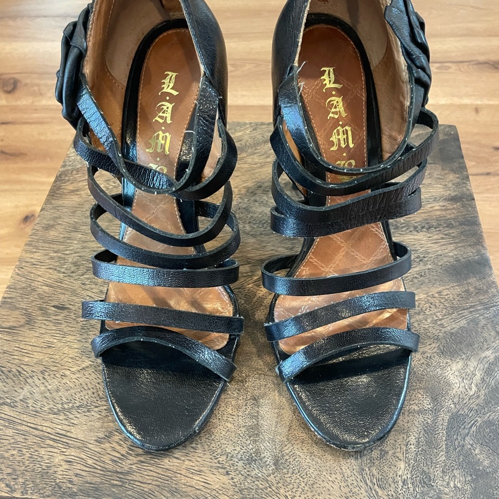 LAMB Black Strappy Women's Sandals